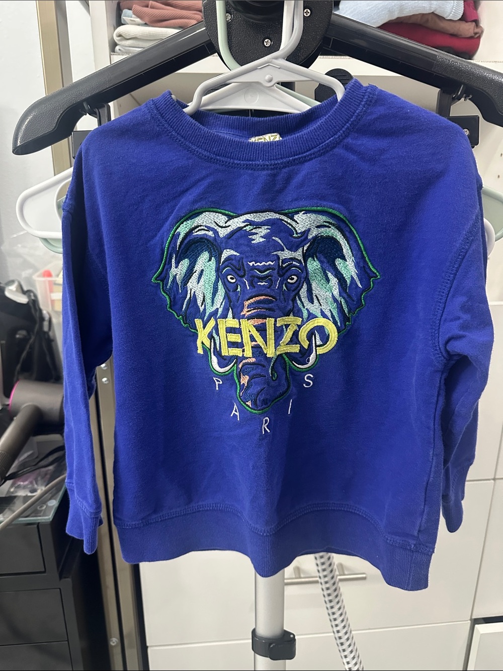 Kenzo Royal Blue Elephant Embroidered Sweatshirt